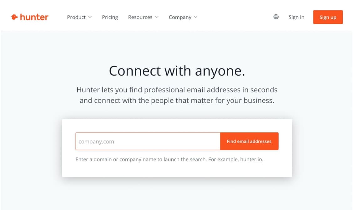 remote networking tool, hunter.io&