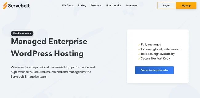 wordpress enterprise hosting: servebolt