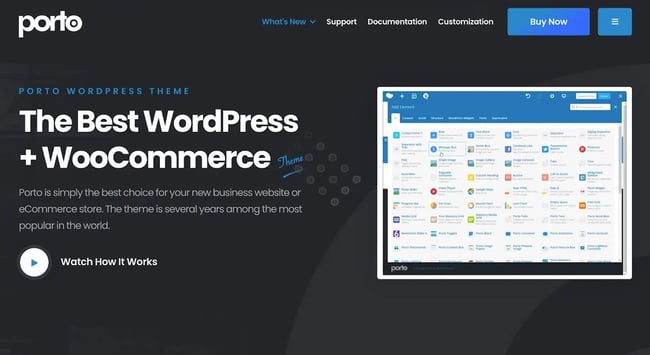 product page for the premium wordpress theme porto