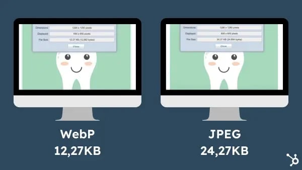 illustration comparaison poids format WebP et JPEG