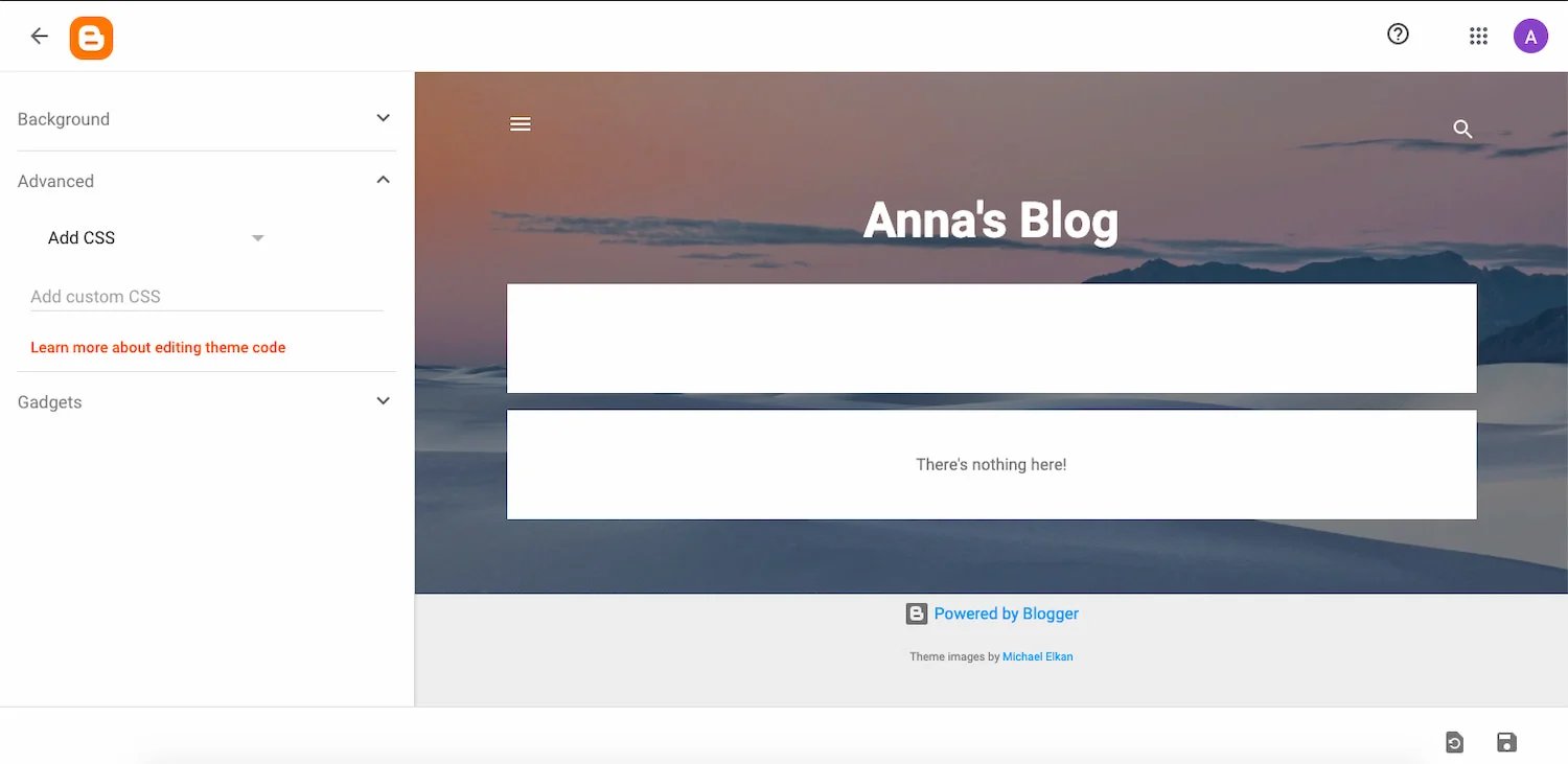 Add CSS module built into Bloggers theme options panel