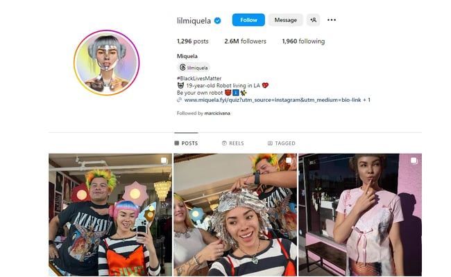 Miquela, an AI influencer