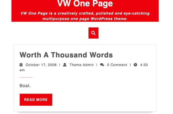 WV One Page Landing Page WordPress Theme