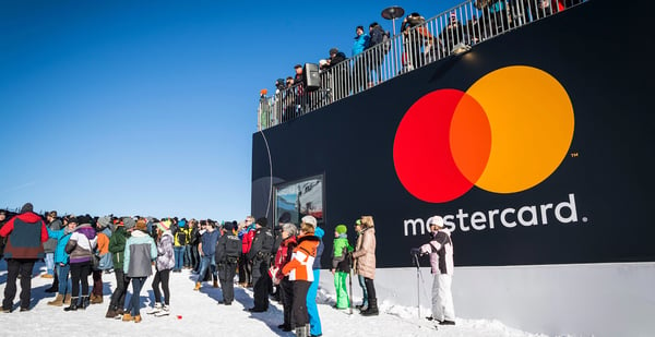 mastercard minimalist logo on billboard