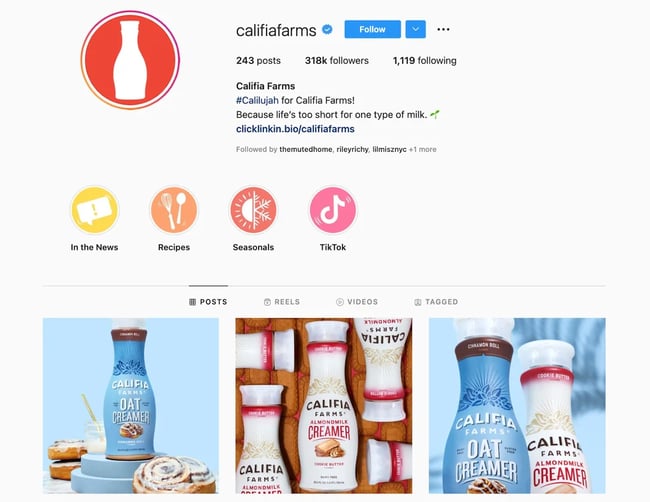 Best Brands On Instagram: Califia Farms