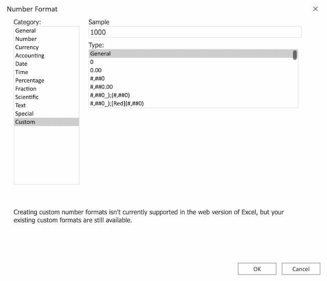 number formatting in excel