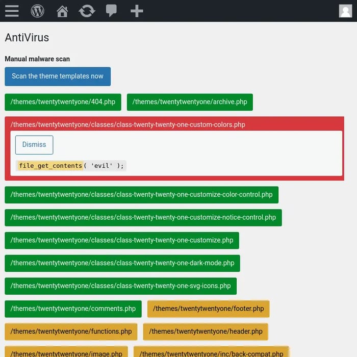 Antivirus-WordPress Malicious code Plugin