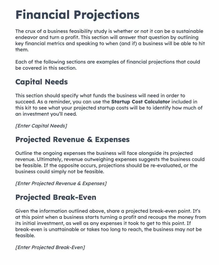 What is a feasibility study? How to break down financial projections