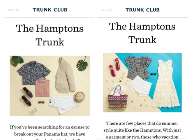 Trunk club mobile site compared before and after migration to contentful