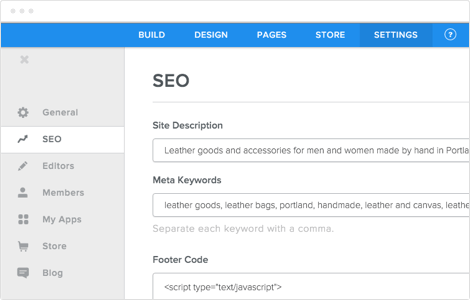 Weebly SEO settings