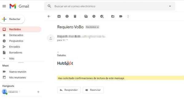 Acuse de recibo Gmail