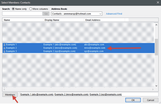 How to create a distribution list in Outlook: Add members.