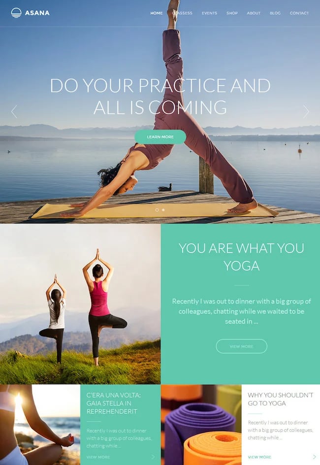 Asana fitness WordPress theme