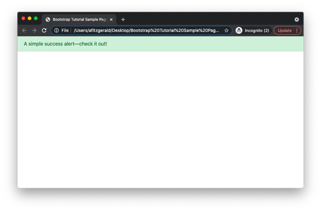 Basic Bootstrap layout with Bootstrap success alert