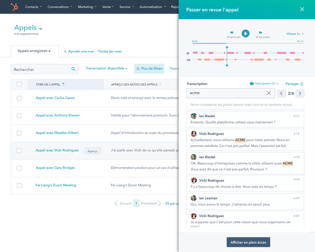 Outils de conversation intelligente de HubSpot