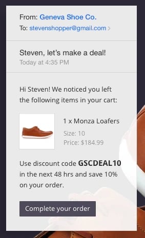 BigCommerce email example