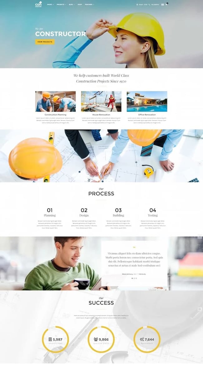 constructor construction theme wordpress demo site 