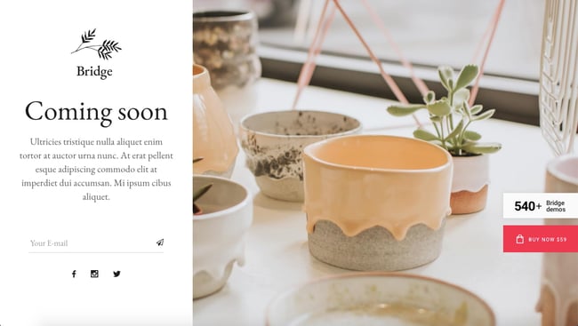 Cooming soon demo of Bridge WordPress theme