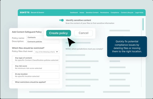 data governance tools: Egnyte's data classification feature