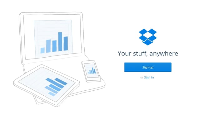 Dropbox homepage example