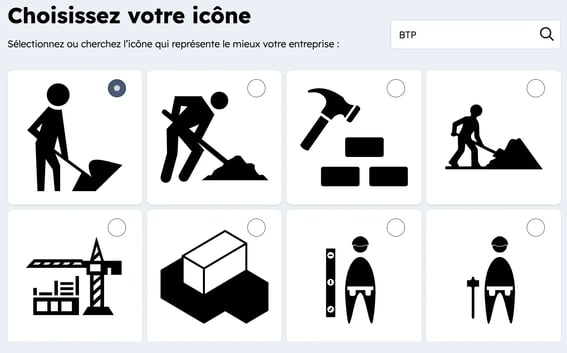 Proposition d'icônes BTP