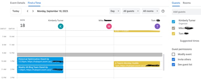 Find a time feature Google Calendar