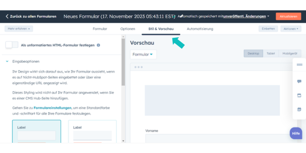 formular-erstellen-hubspot-stil-und-vorschau