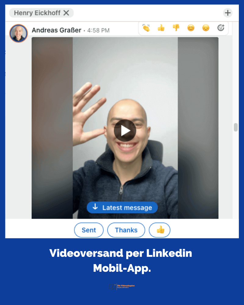 Beispiel Einbettung des Videos über die LinkedIn Mobile-App