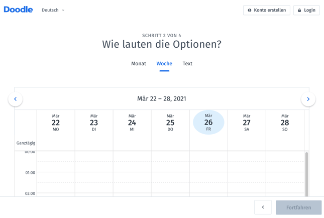 bewertungen in doodle vorgeben