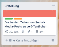 Trello Redaktionsplan - Karte im Detail