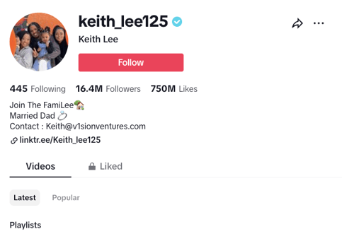 Screenshot Tiktok-Profil Keith Lee
