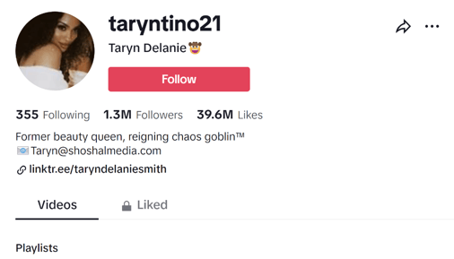 Screenshot Tiktok-Profil Taryn Delanie