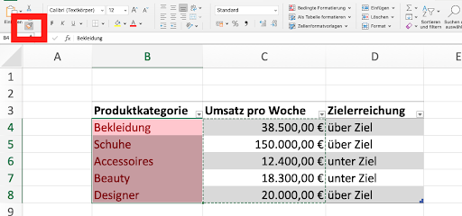 Excel bedingte Formatierung übertragen