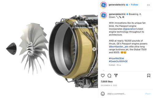 Screenshot Instagram B2B Marketing Generalelectric