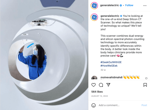 Screenshot Instagram B2B Marketing Generalelectric