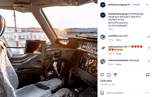 Screenshot Instagram B2B Marketing Lufthansa Cargo AG