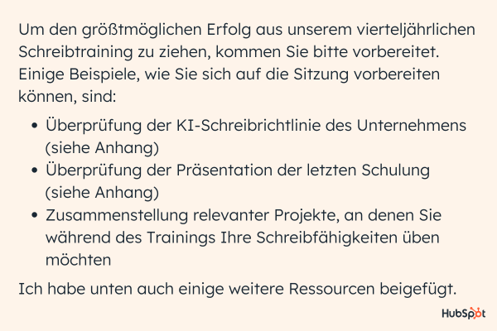 Memo schreiben Schlusswort hinzufügen