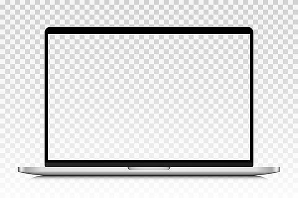 Isoliertes Laptop-Mockup ohne Hintergrund mit leerem Bildschirm symbolisierend für PNG-Datei