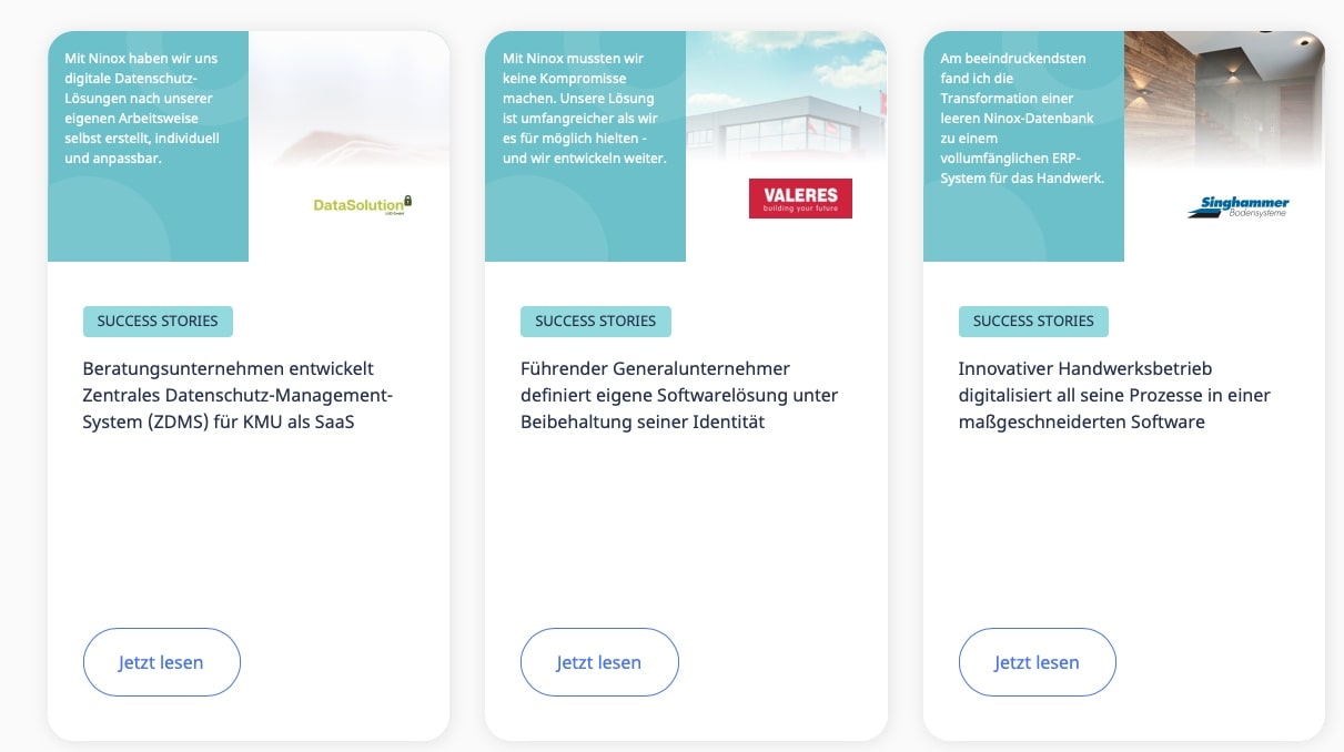 Erfolgsgeschichten von Ninox als Social Proof