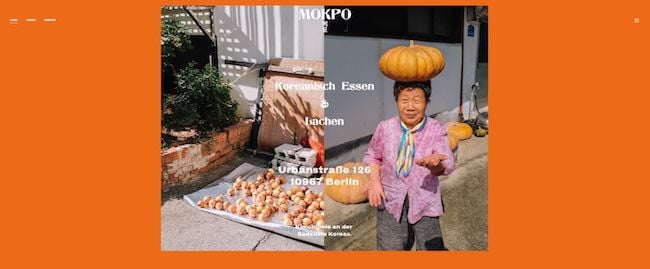 Splash-Page-Beispiel Mokpo Restaurant