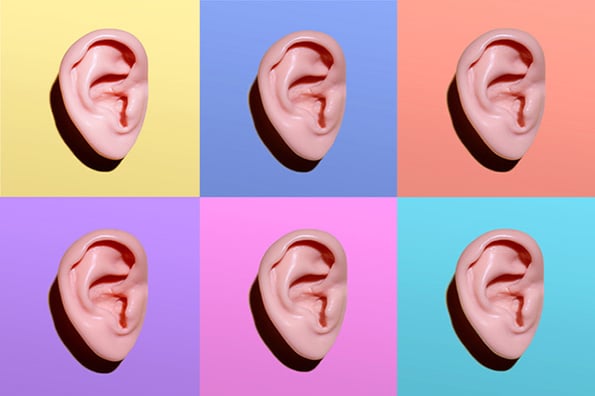 Illustration Ohren auf Farben symbolisiert Streisand-Effekt