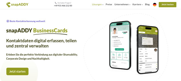 Visitenkartenscanner-App snapAddy
