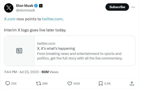 Elon Musks Ankündigung zur Umbenennung