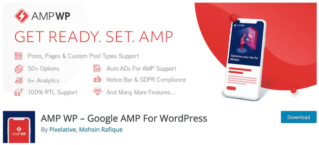 product page for the wordpress amp plugin amp wp
