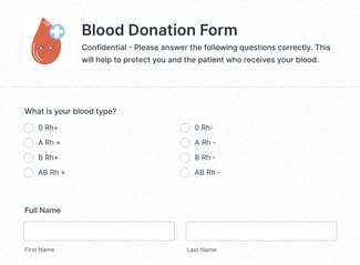 screenshot of an application form template from jotform