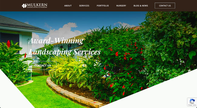 landscaper website design example: mulkern landscaping and nursery