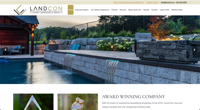 landscaper website design example: land con
