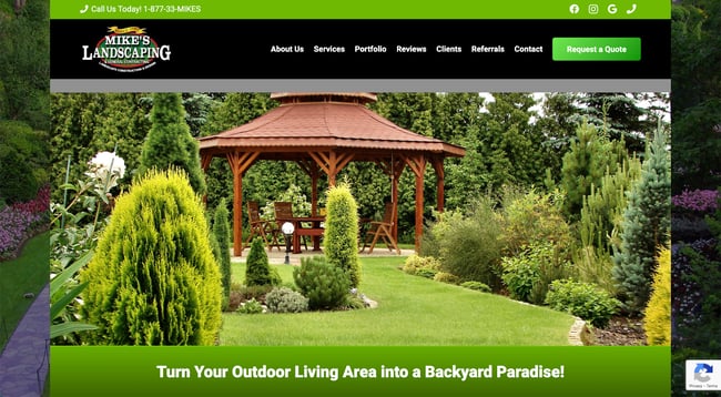 landscaper website design example: mike's landscaping