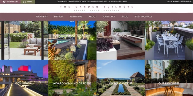 landscaper website design example: the garden builders