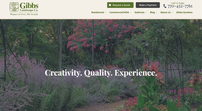 landscaper website design example: gibbs landscape co.